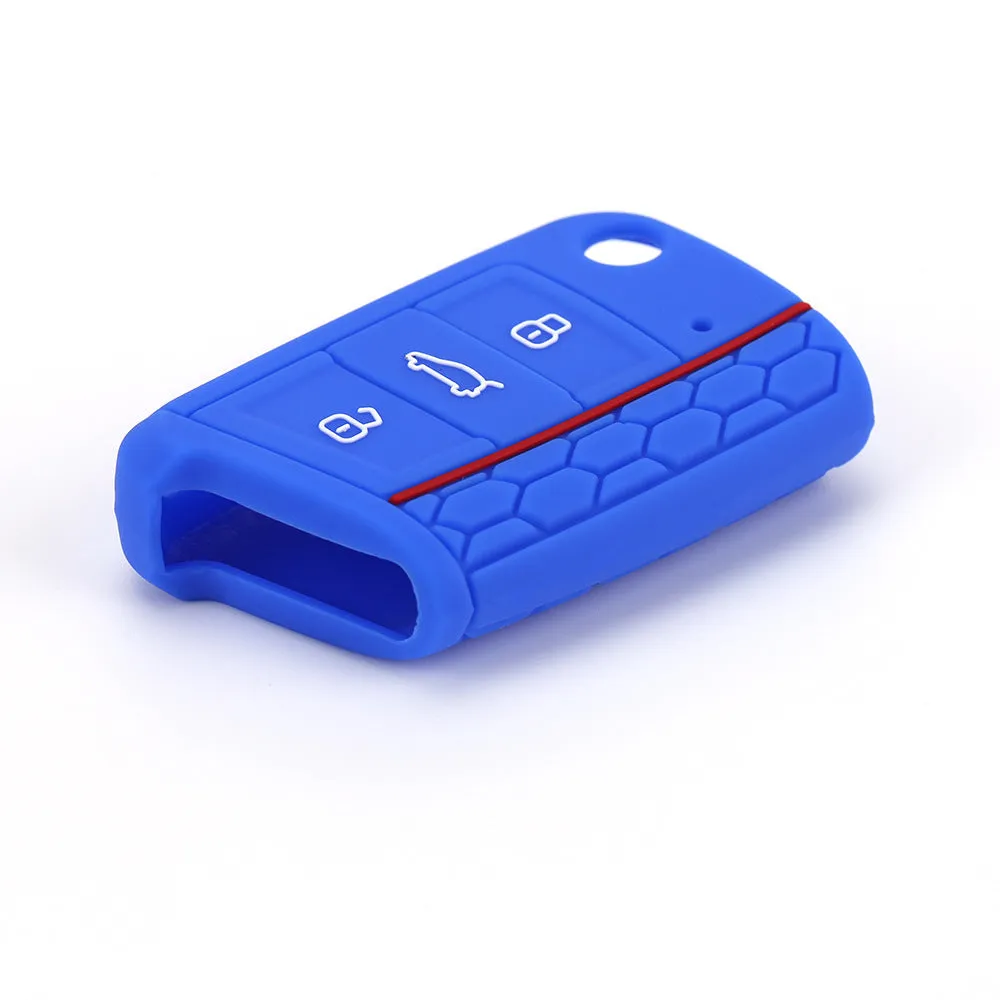Silicone car key case for Volkswagen Series in half-pack sports version red edge black colour