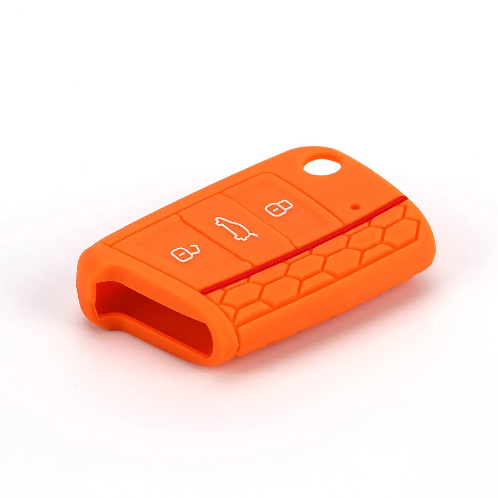 Silicone car key case for Volkswagen Series in half-pack sports version red edge black colour