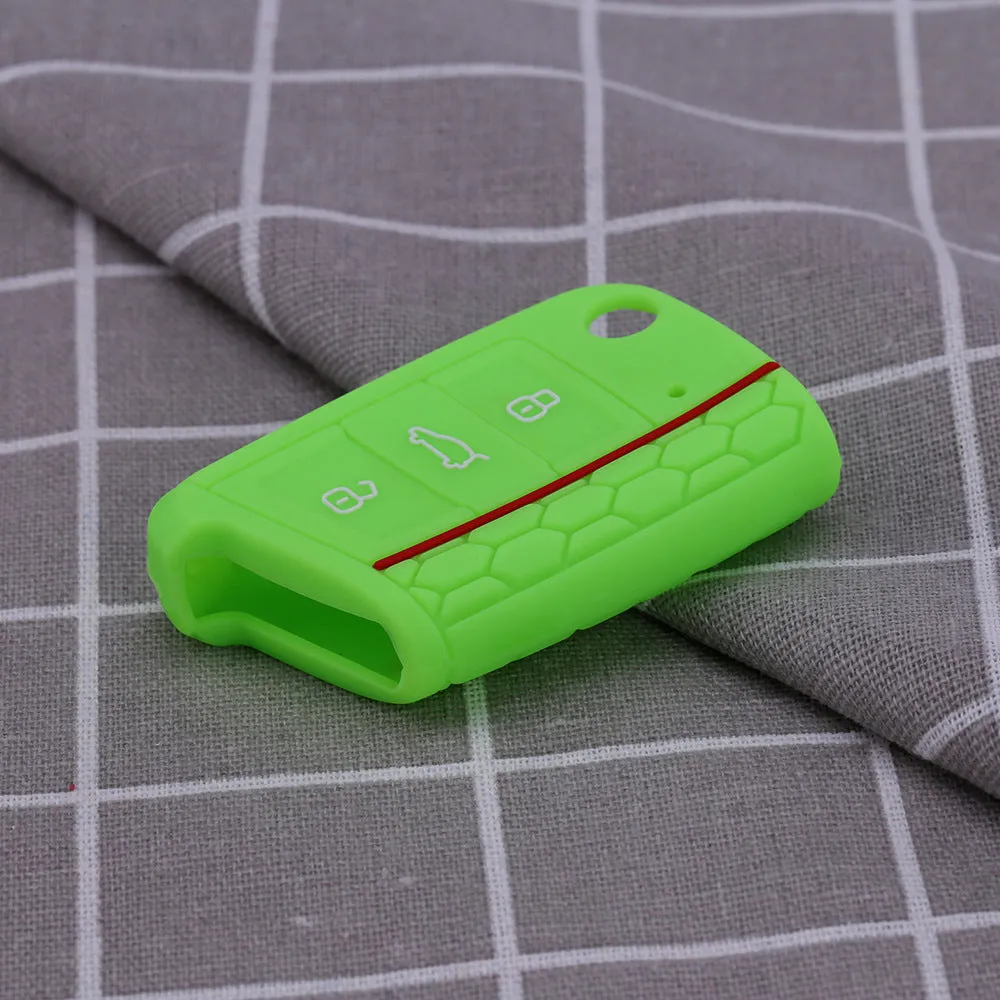 Silicone car key case for Volkswagen Series in half-pack sports version red edge black colour