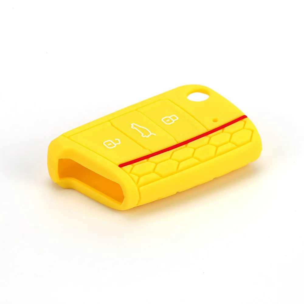 Silicone car key case for Volkswagen Series in half-pack sports version red edge black colour