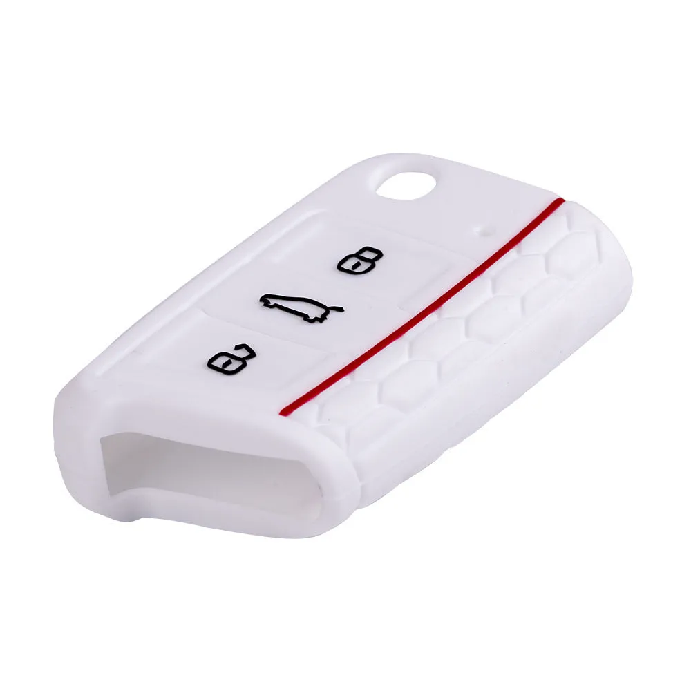 Silicone car key case for Volkswagen Series in half-pack sports version red edge black colour