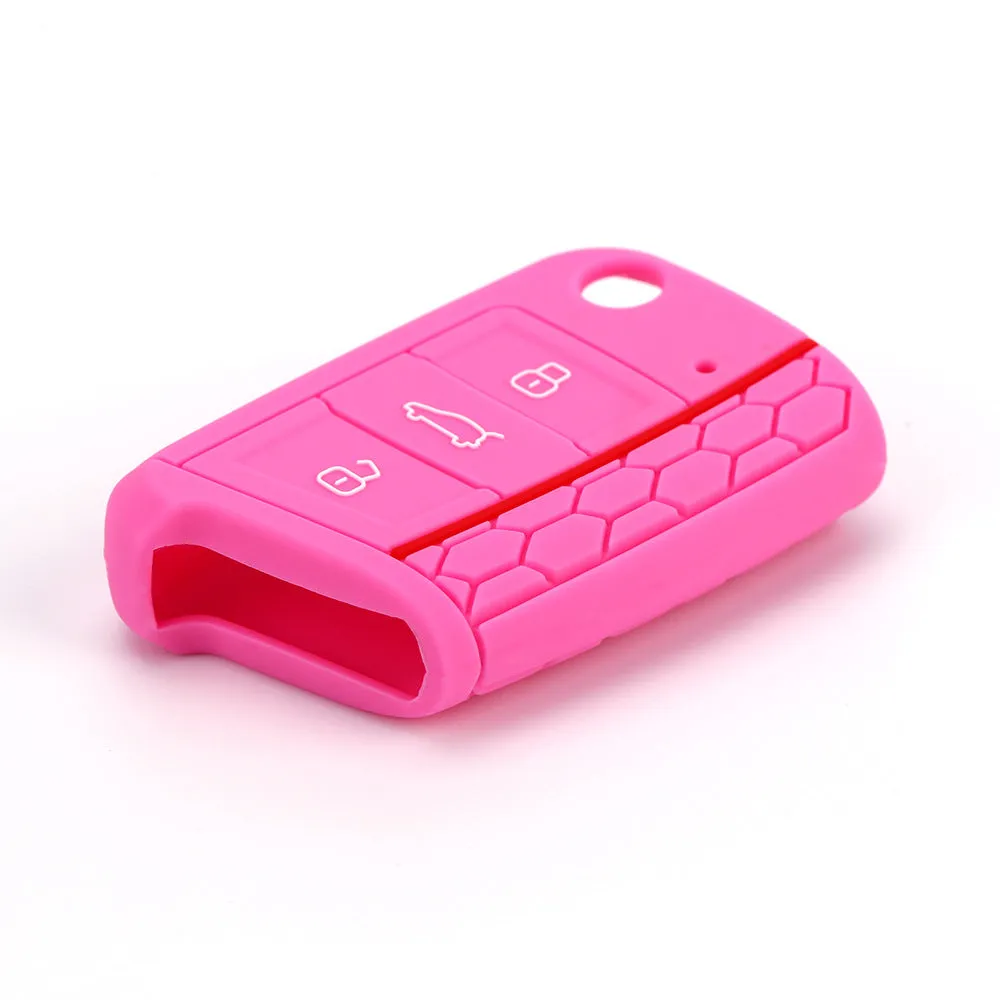 Silicone car key case for Volkswagen Series in half-pack sports version red edge black colour