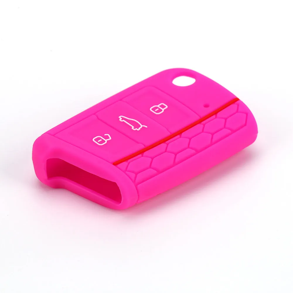 Silicone car key case for Volkswagen Series in half-pack sports version red edge black colour