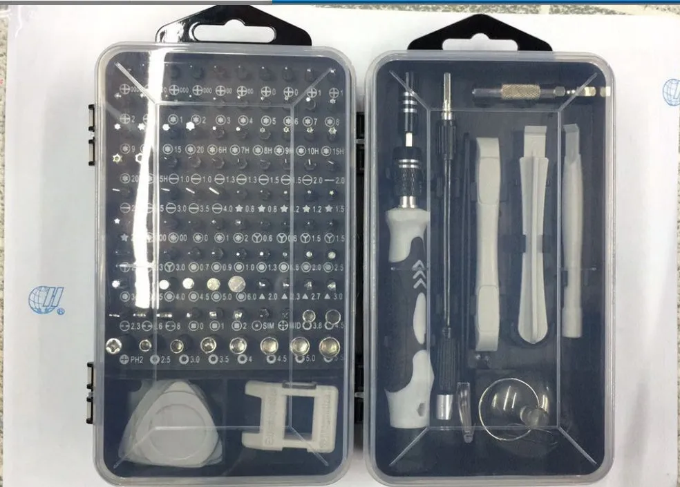 112-in-1 alloy steel screwdriver set in black case for mobile phone and electronics repair