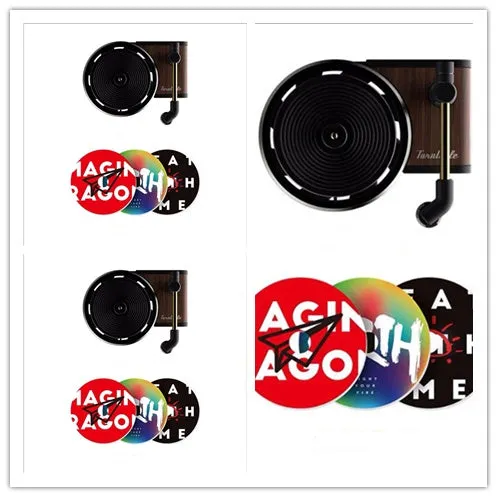 Black turntable car aroma diffuser with ocean scent fragrance tablet on car dashboard