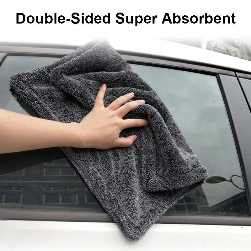 Grey twisted braid microfiber car wash towel 40x40cm for detailing and cleaning