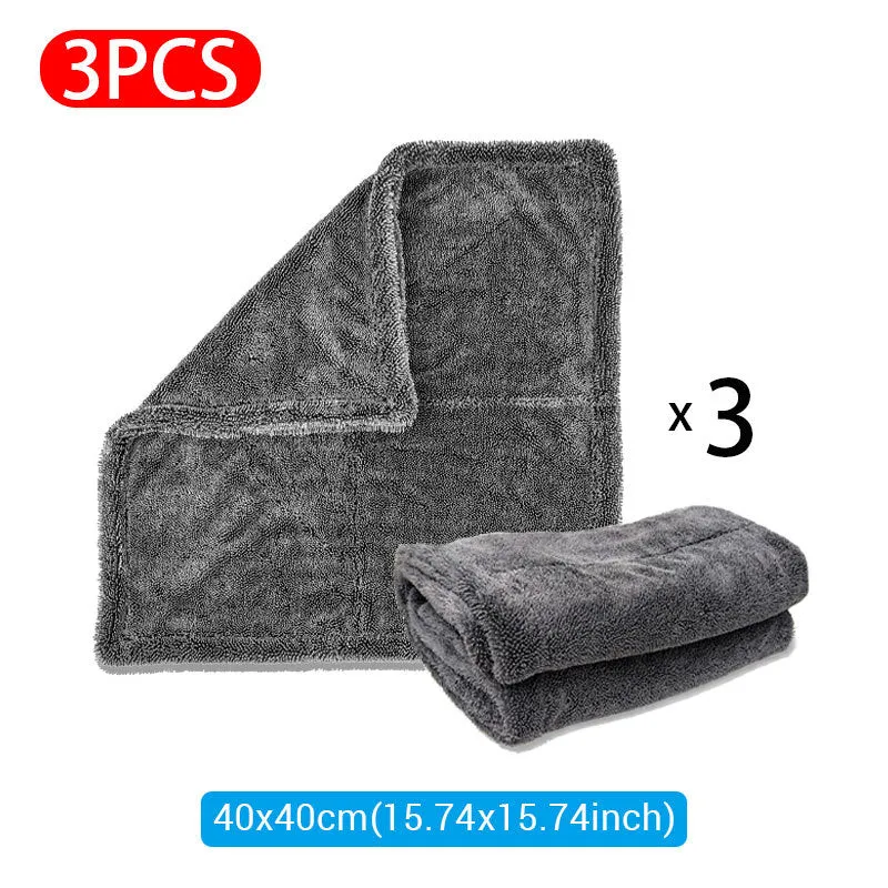 Grey twisted braid microfiber car wash towel 40x40cm for detailing and cleaning