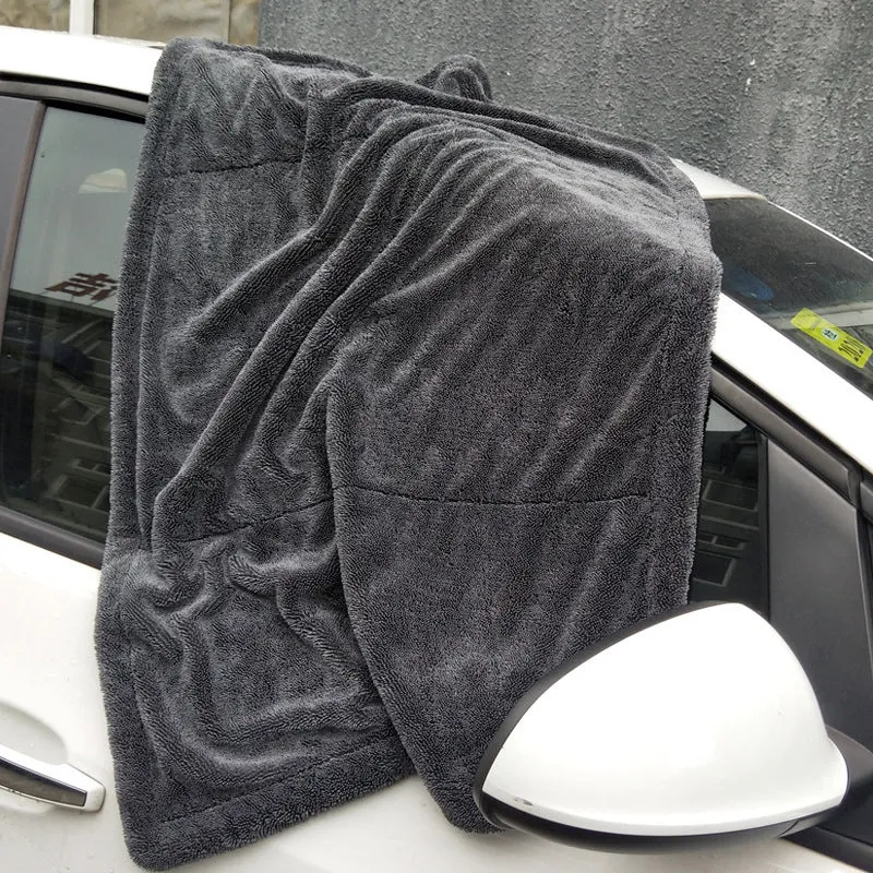 Grey twisted braid microfiber car wash towel 40x40cm for detailing and cleaning