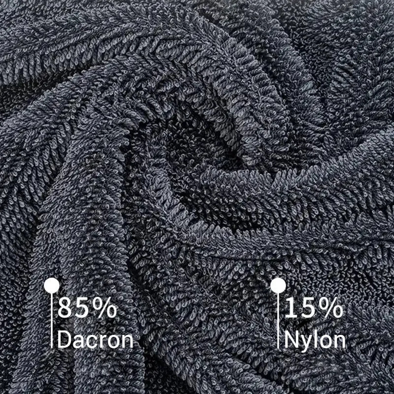 Grey twisted braid microfiber car wash towel 40x40cm for detailing and cleaning