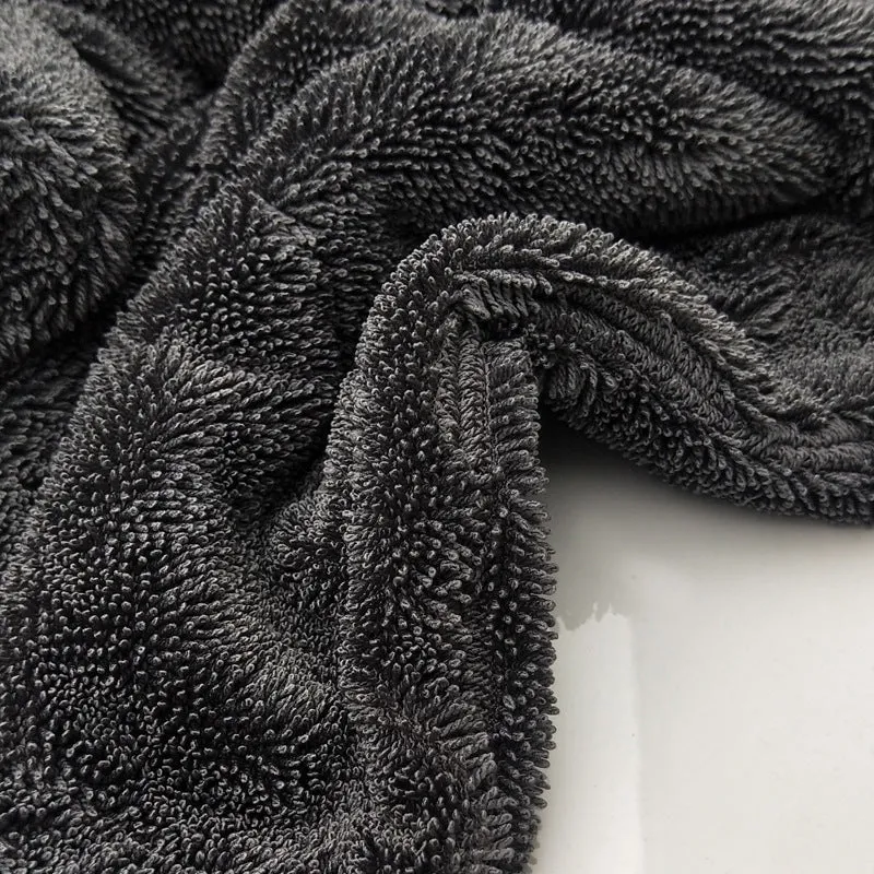 Grey twisted braid microfiber car wash towel 40x40cm for detailing and cleaning