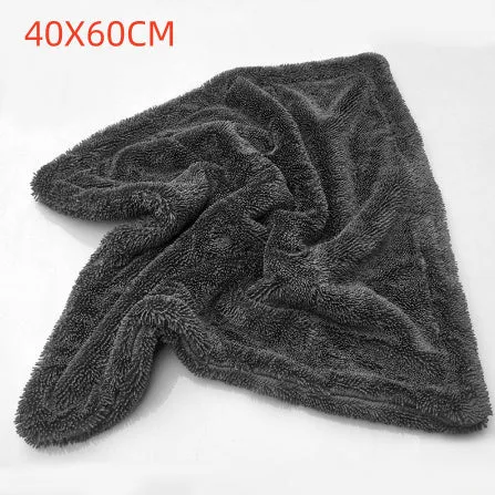 Grey twisted braid microfiber car wash towel 40x40cm for detailing and cleaning