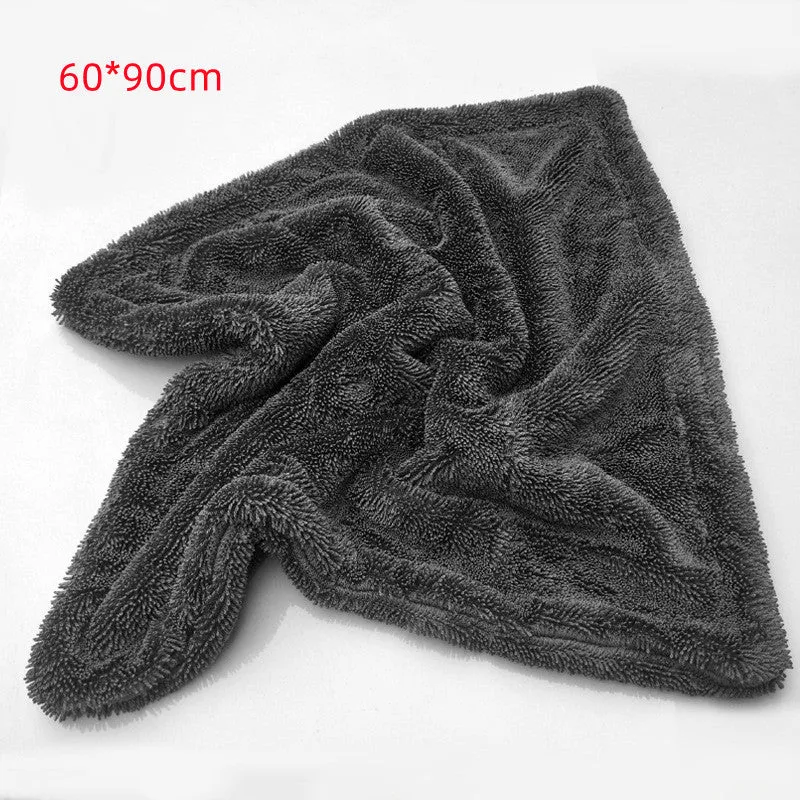 Grey twisted braid microfiber car wash towel 40x40cm for detailing and cleaning