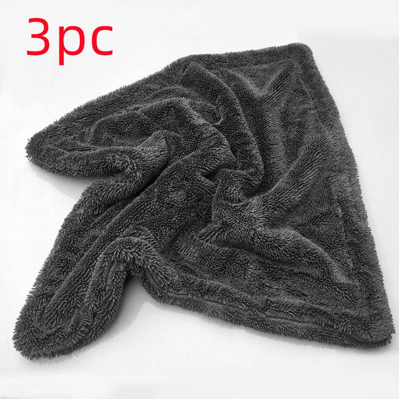 Grey twisted braid microfiber car wash towel 40x40cm for detailing and cleaning