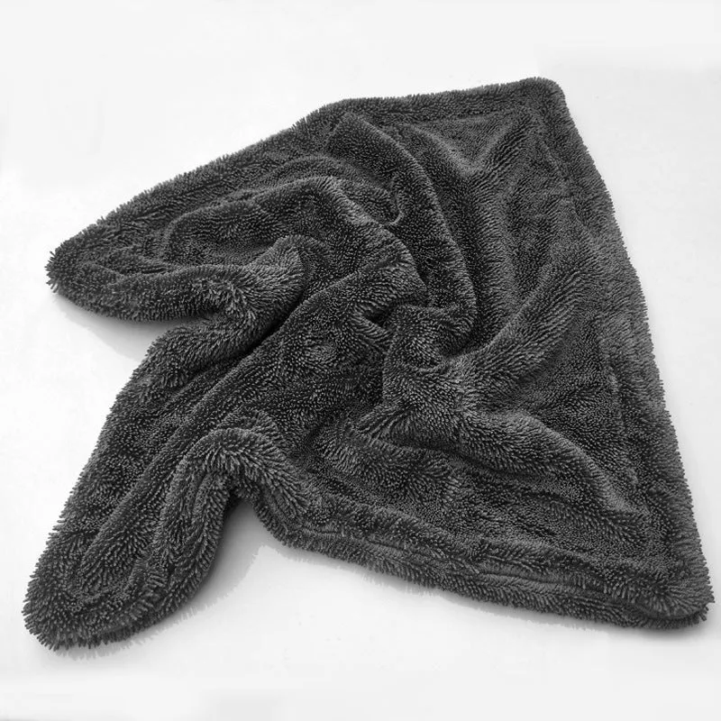 Grey twisted braid microfiber car wash towel 40x40cm for detailing and cleaning