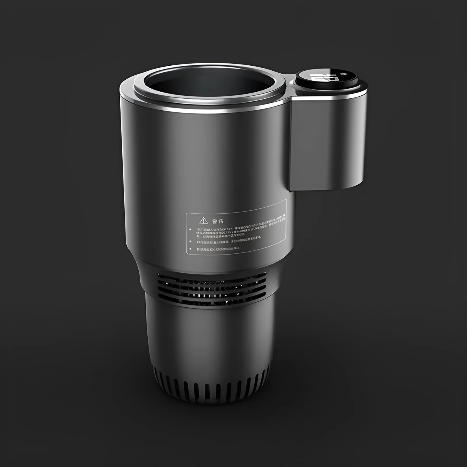 Black car hot and cold cup with USB cable, aluminium body, single pack for vehicle drink temperature control