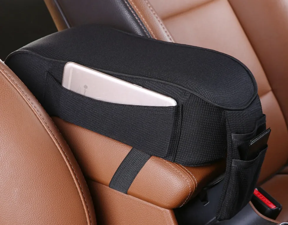 Central armrest box in synthetic fiber with polyester surface, available in black with red colour option, for car centre console storage