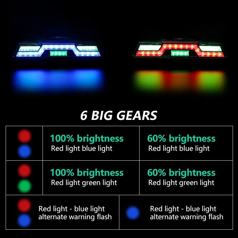 Waterproof USB rechargeable bicycle tail light with 2000mAh lithium battery and three colour options