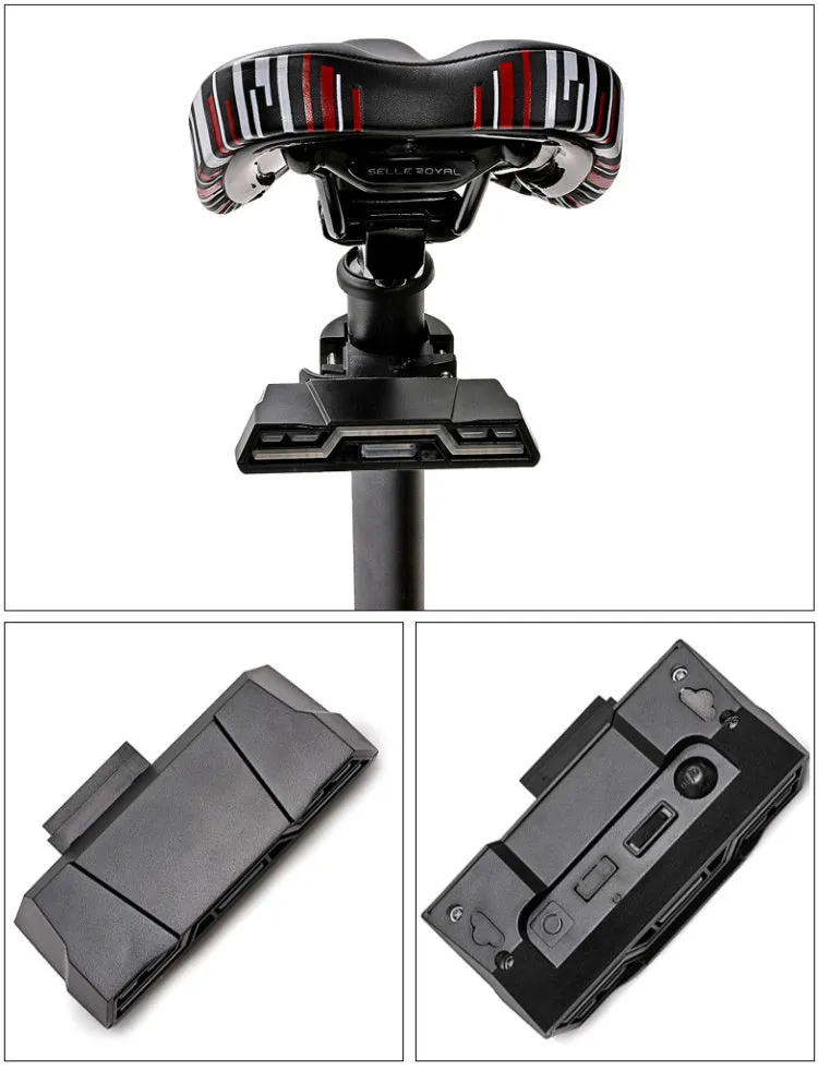 Waterproof USB rechargeable bicycle tail light with 2000mAh lithium battery and three colour options