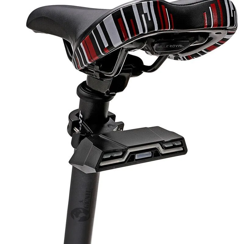 Waterproof USB rechargeable bicycle tail light with 2000mAh lithium battery and three colour options