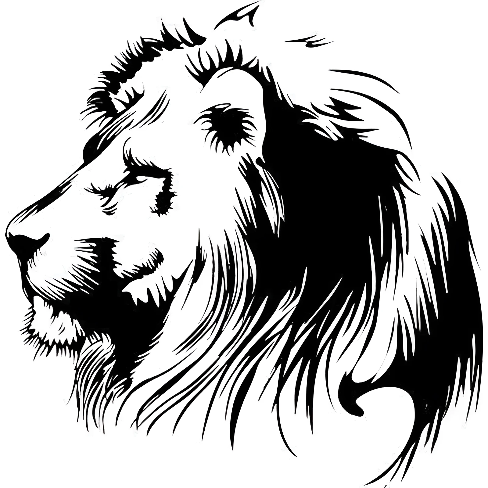 Reflective lion meditation car sticker on black background, 20x19.5cm