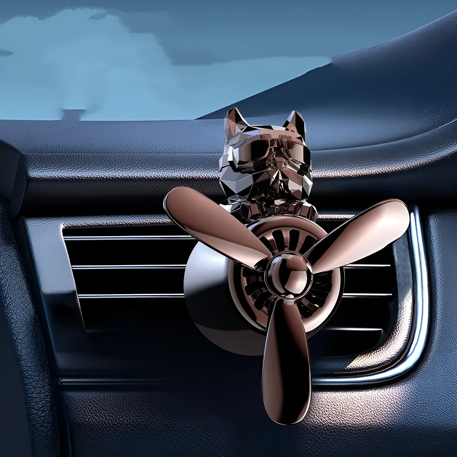 Car air vent aromatherapy with electroplated pit bull shape in black finish
