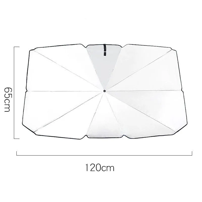 Titanium silver car sun shade parasol with leather case, thick opaque silver tape material