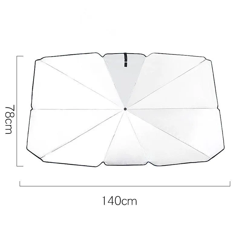 Titanium silver car sun shade parasol with leather case, thick opaque silver tape material