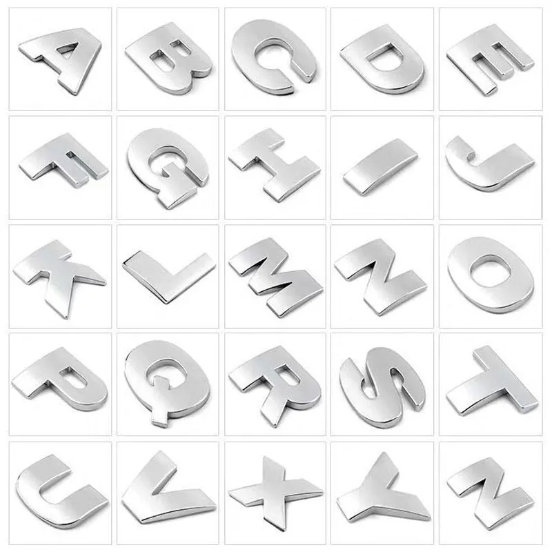 Black car tail letter label sticker measuring 4.5cm on a vehicle bumper