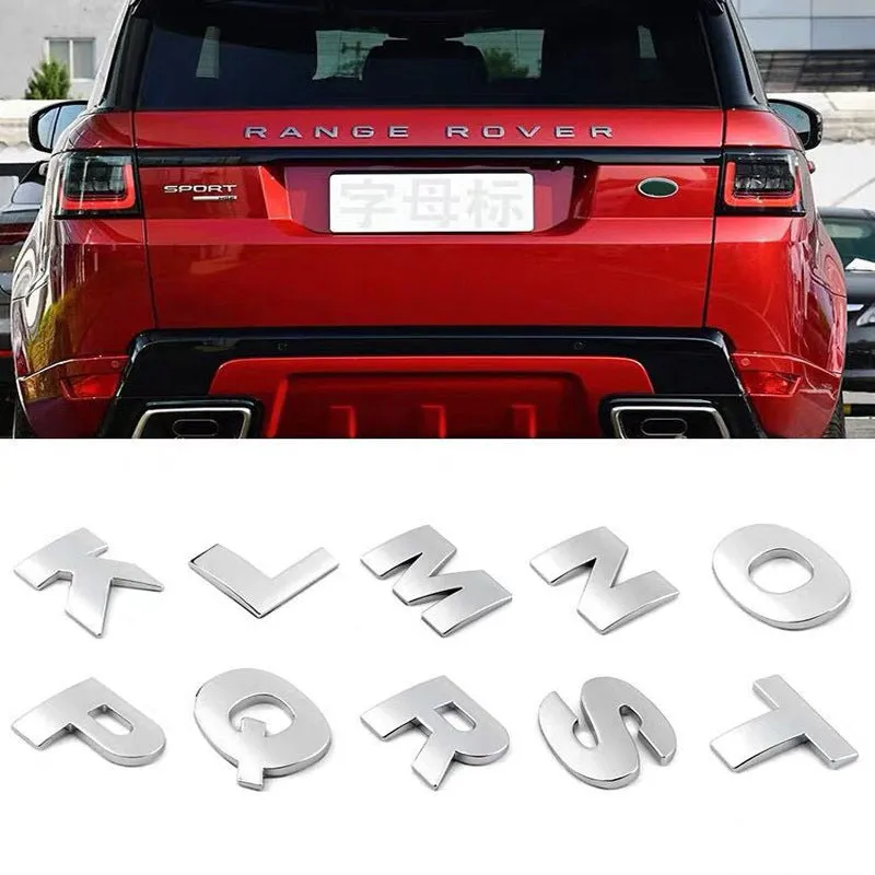 Black car tail letter label sticker measuring 4.5cm on a vehicle bumper
