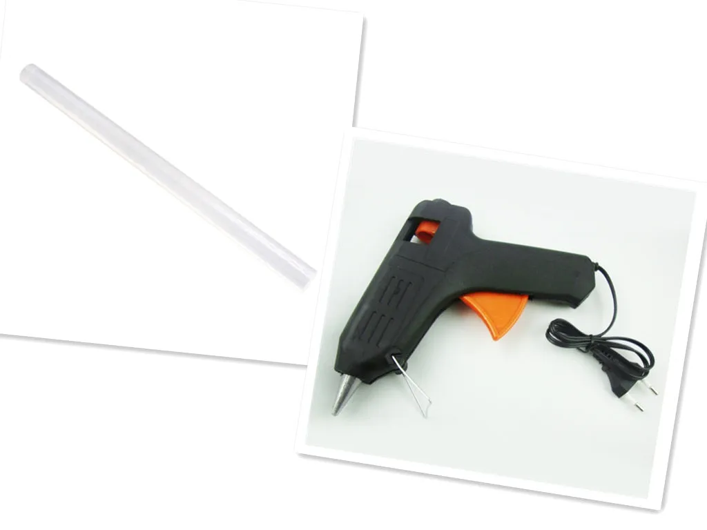 Car dent repair tool with glue gun and three traction gasket strips in color box packaging
