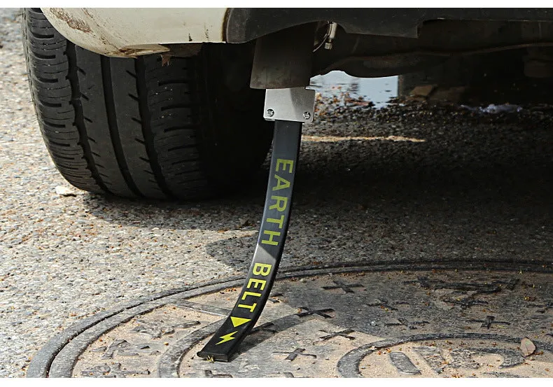 Black rubber and copper car electrostatic grounding chain, 370 mm long, for static discharge.