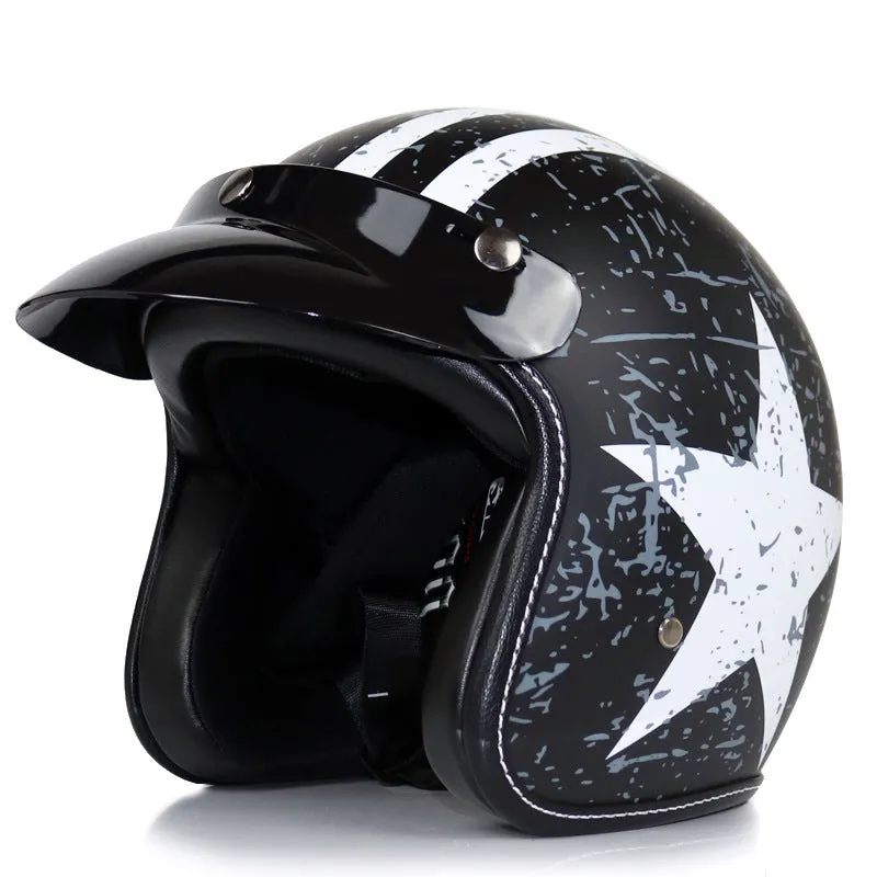 Retro ABS motorcycle helmet for men in matte black finish available in sizes M to 2XL