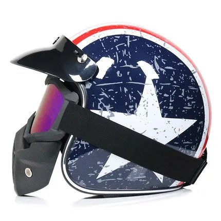Retro ABS motorcycle helmet for men in matte black finish available in sizes M to 2XL