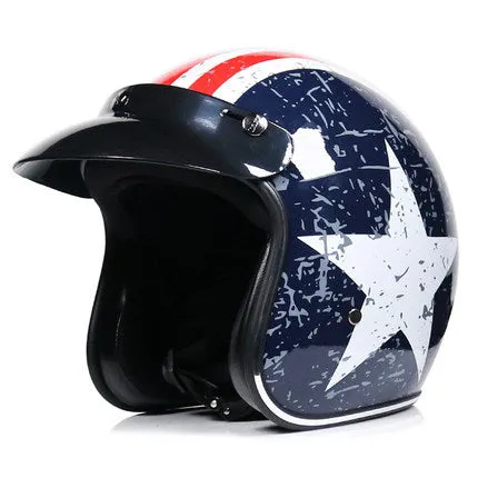 Retro ABS motorcycle helmet for men in matte black finish available in sizes M to 2XL