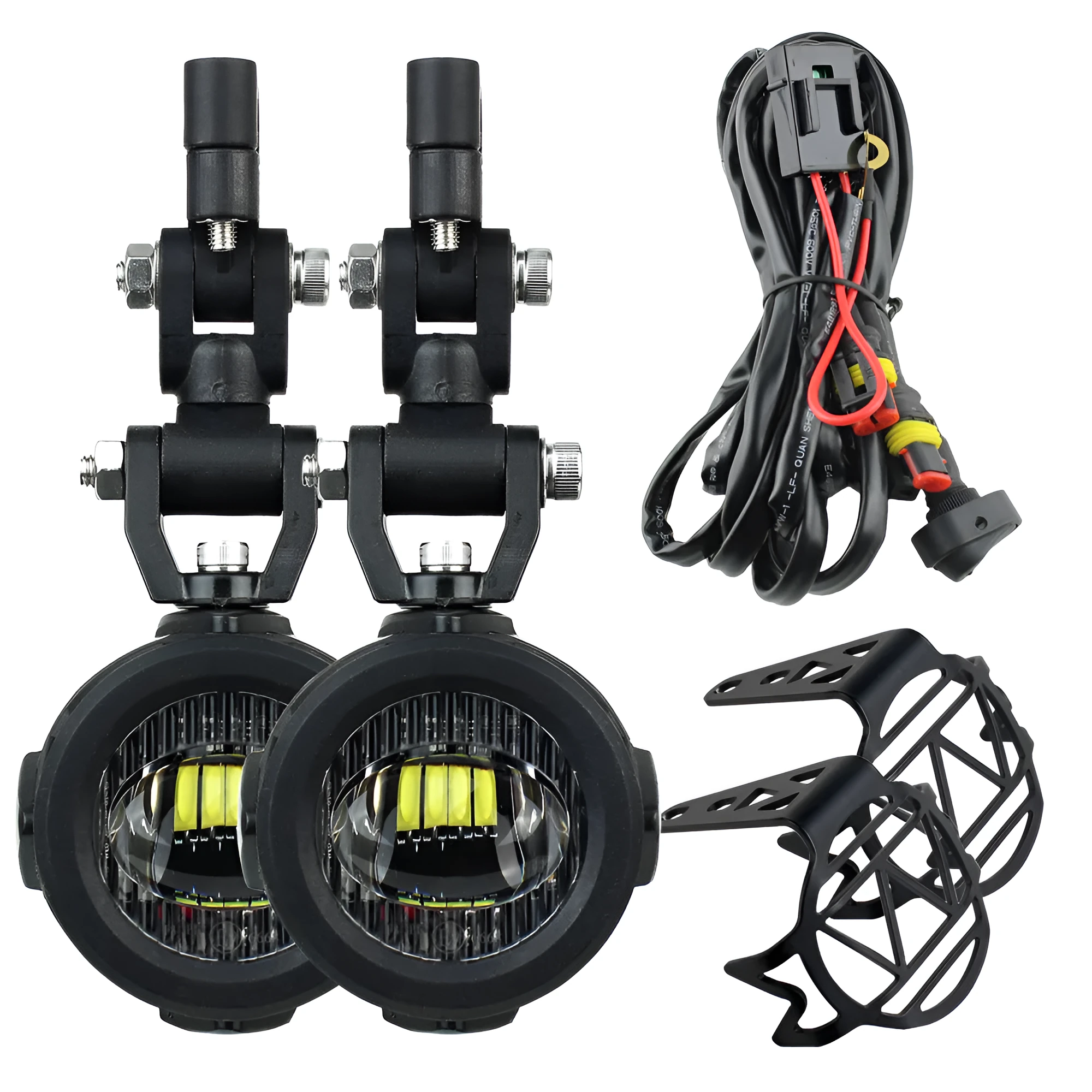 Compact LED fog lamp with aluminium housing and PC lens for BMW motorcycle auxiliary lighting