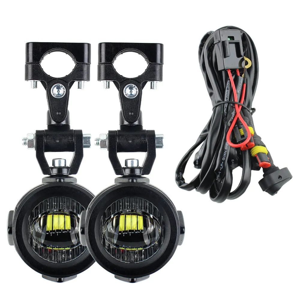 Compact LED fog lamp with aluminium housing and PC lens for BMW motorcycle auxiliary lighting