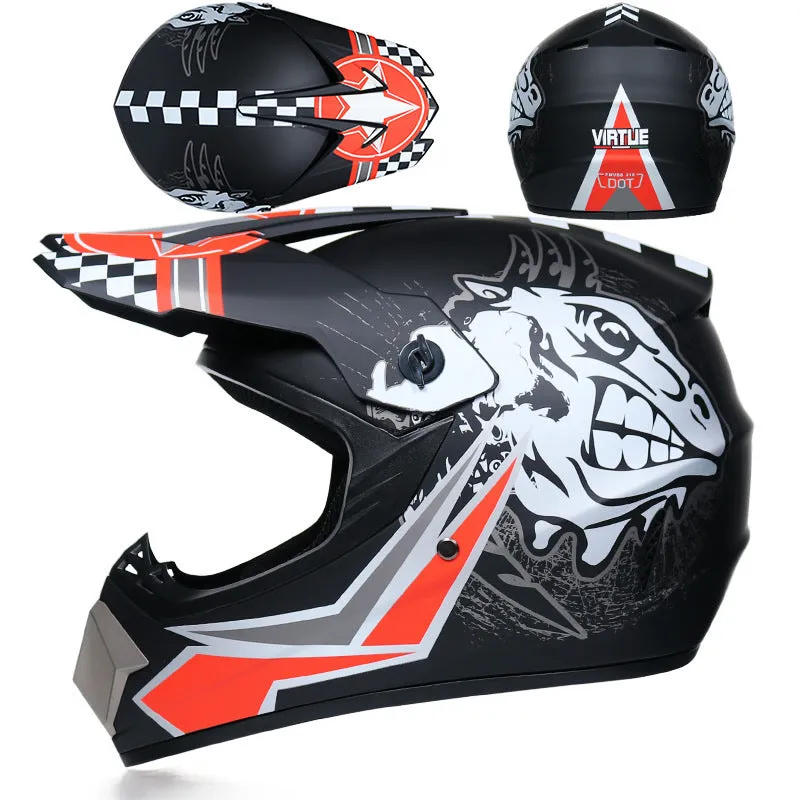 Unisex motocross off-road helmet with ABS shell in black green colour for dirt bike riding