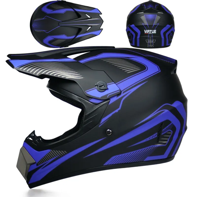 Unisex motocross off-road helmet with ABS shell in black green colour for dirt bike riding