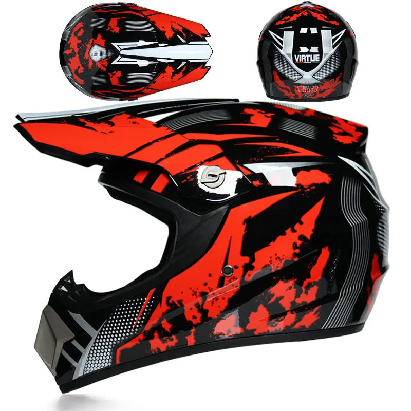 Unisex motocross off-road helmet with ABS shell in black green colour for dirt bike riding