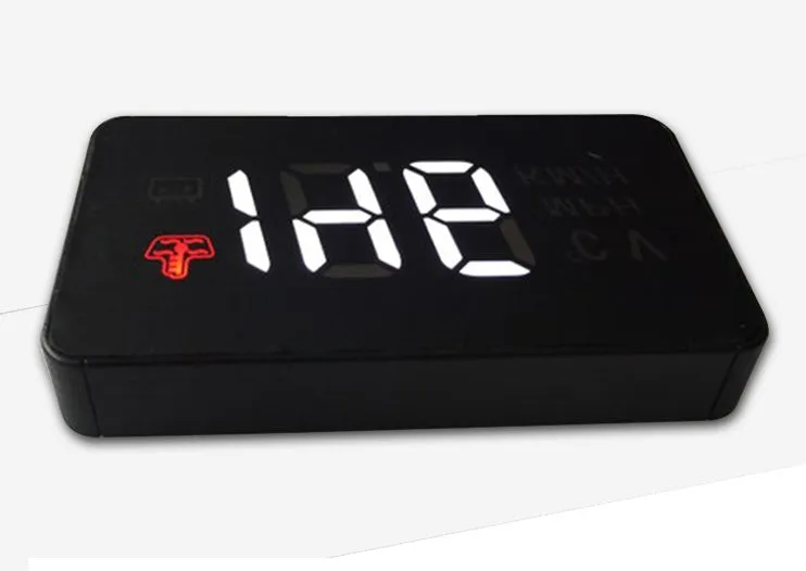 A100 OBD II head up display projecting vehicle speed on windscreen, with white or green light option