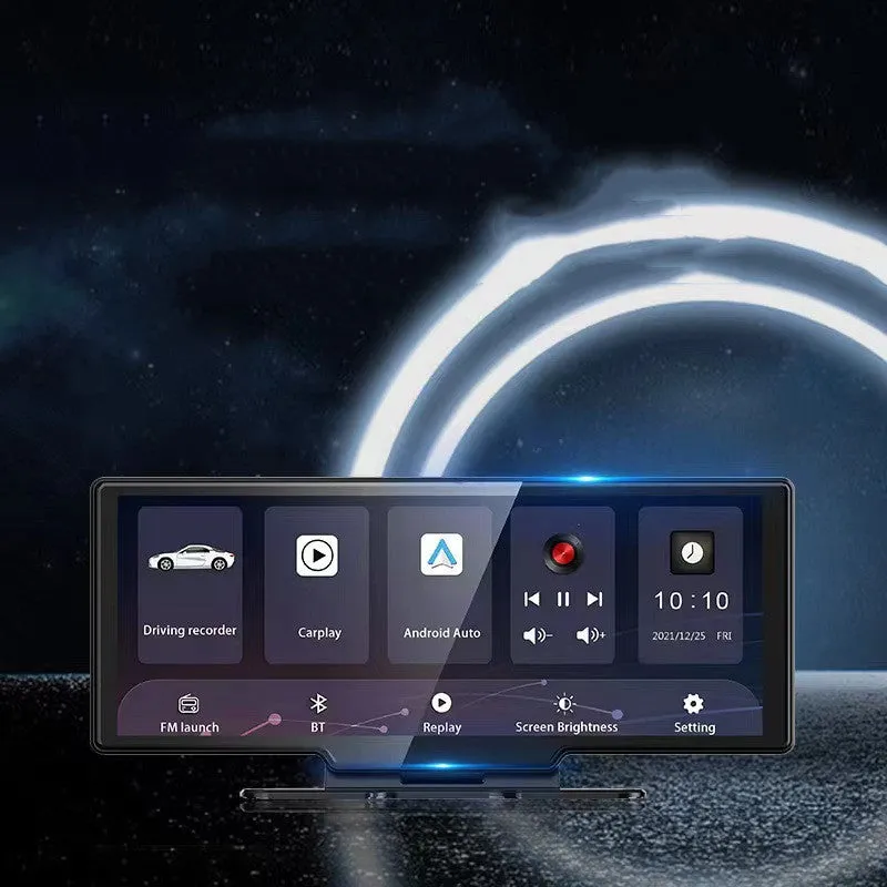 2.5K 11-inch black dash cam with 170° wide angle lens on dashboard