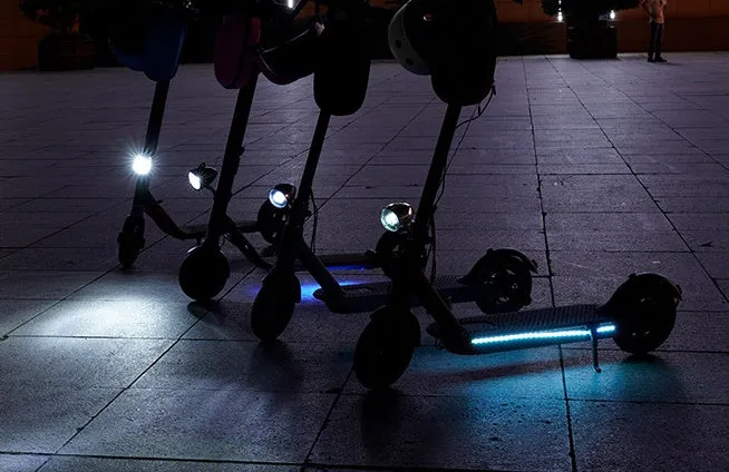 LED strip flashlight RGB bar lamp on electric scooter for night safety, multi-mode, waterproof, 304 stainless steel, decorative lamp