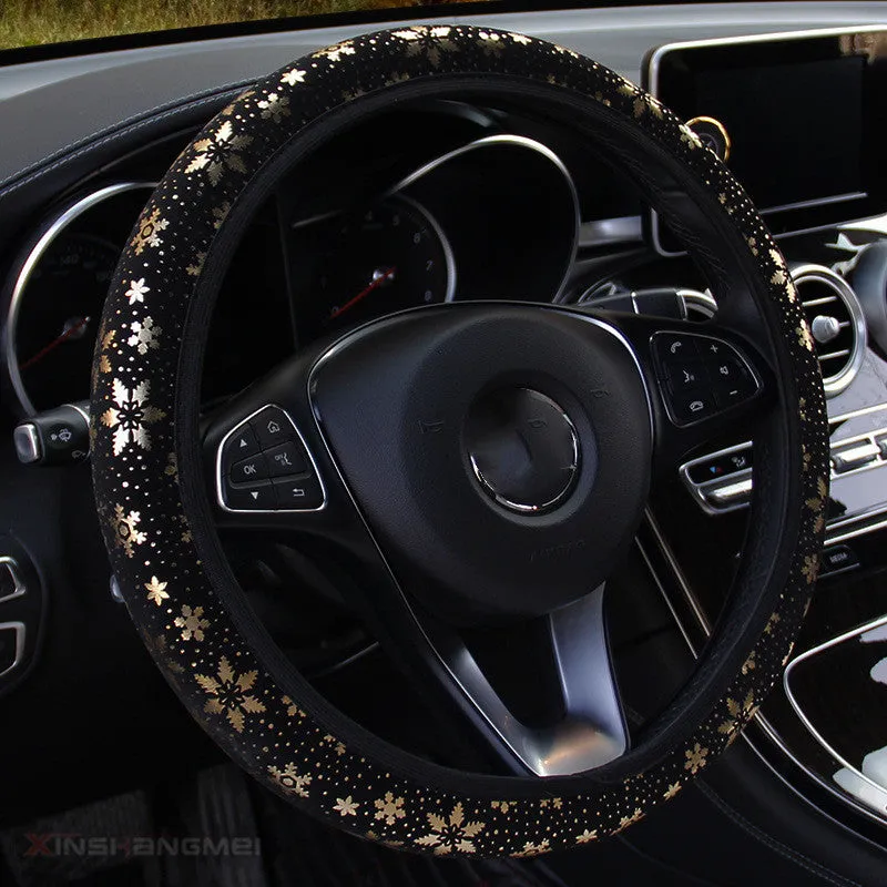 Hot Gilded Snowflake car steering wheel cover in Korean style flash gold for 37-38cm universal fit