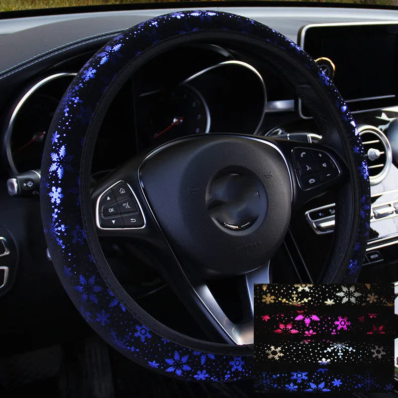 Hot Gilded Snowflake car steering wheel cover in Korean style flash gold for 37-38cm universal fit