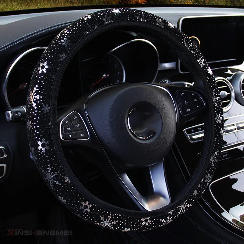 Hot Gilded Snowflake car steering wheel cover in Korean style flash gold for 37-38cm universal fit