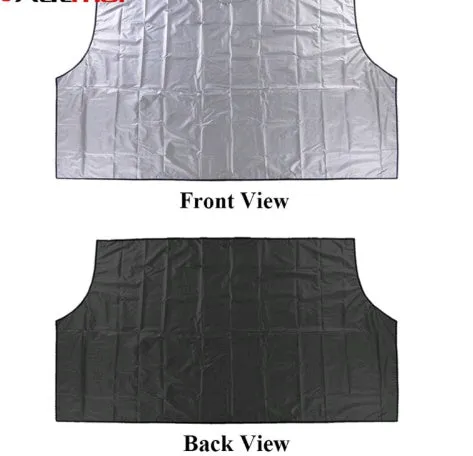 Magnetic car windscreen snow cover in black with silver back, 210x120cm size, six magnets visible