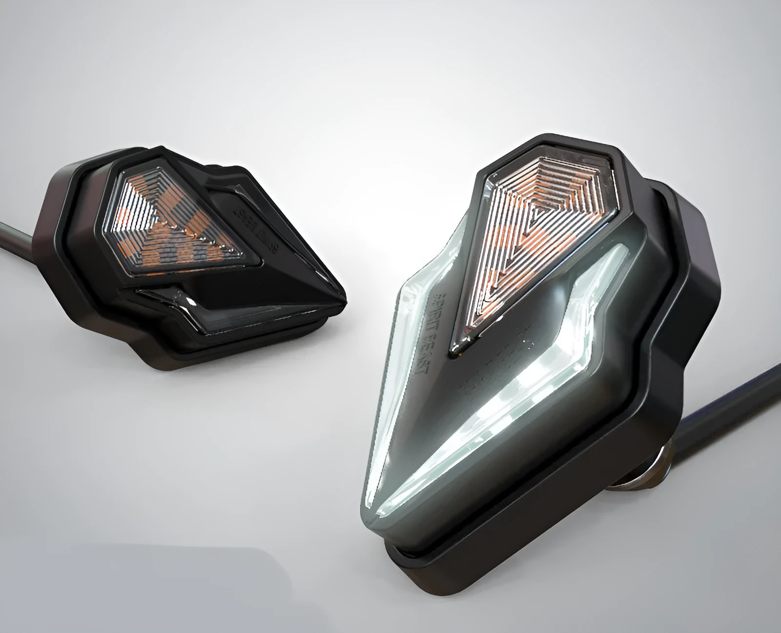 Pair of LED body lights for DC12V electric car with blue lens and IPX6 waterproof rating