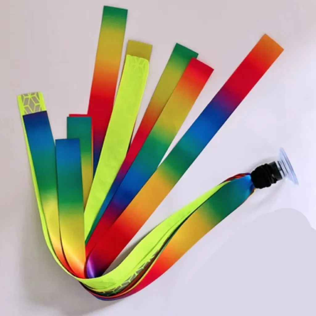 Children's helmet decorative streamer with elastic loop attachment in multiple colour options