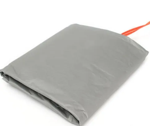 Gray magnetic car windshield cover for sun, snow, frost, and ice protection on a car