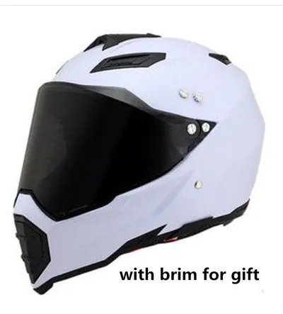Dual-use full face motorcycle helmet in ABS material, side view showing full face shell and rally-style design